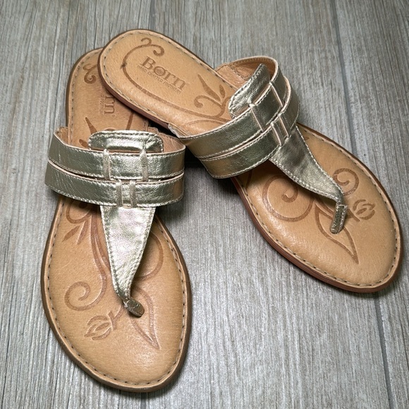 Born Leather Sandals Gold Size 7 - Picture 1 of 12